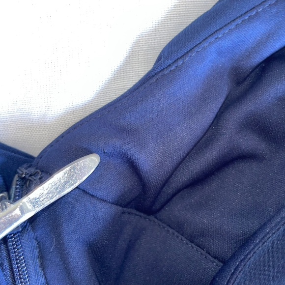 Adrianna Papell Women's Evening Gown Navy Blue Shirred Beaded Sleeveless Sz 10 - Picture 15 of 15